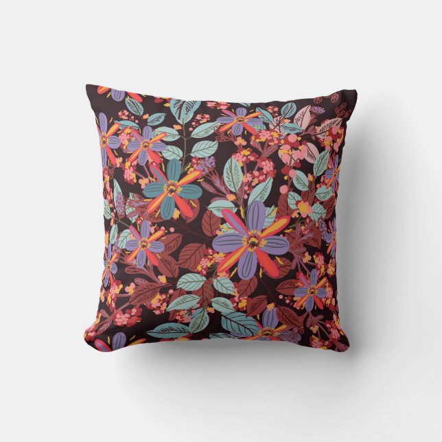Almohada con Patrón de Arte Folclórico Floral de M (Anverso)