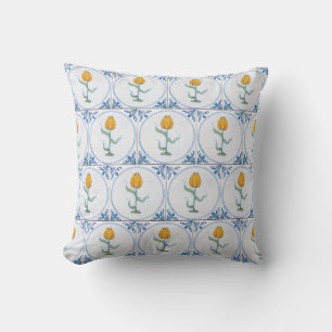 Almohada con patrón de baldosa falsa de tulipán De