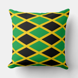 almohada con patrón de bandera jamaicana