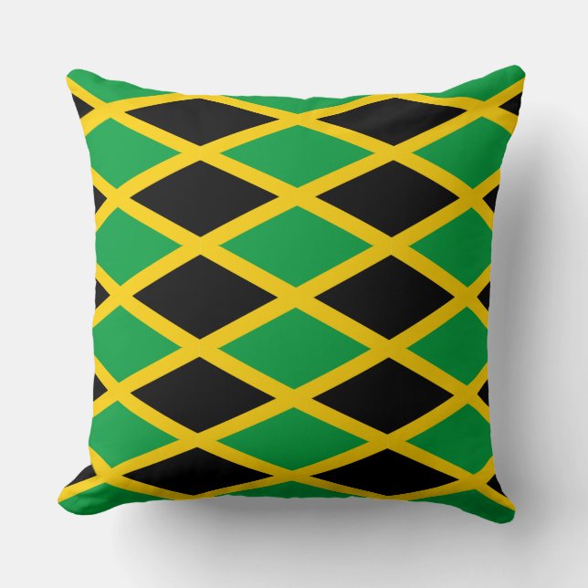 almohada con patrón de bandera jamaicana (Anverso)