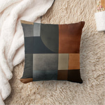 Almohada con patrón de bloque geométrico terroso B