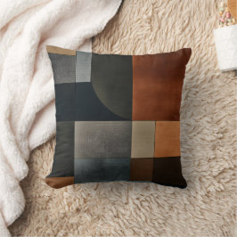 Almohada con patrón de bloque geométrico terroso B