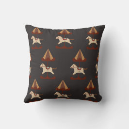 Almohada con patrón de caballo de carrusel oscuro