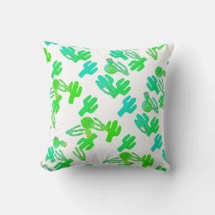 Almohada con patrón de cactus verde funky