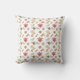 Almohada con patrón de campanas y lazos de acuarel