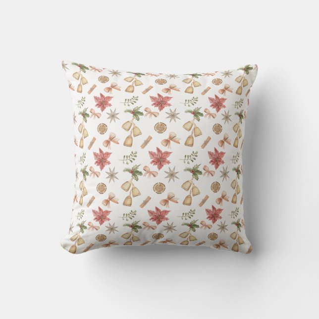 Almohada con patrón de campanas y lazos de acuarel (Anverso)