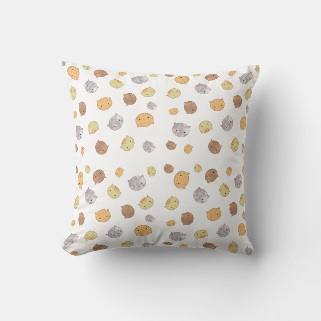 Almohada con patrón de caras de gatito (Anverso)