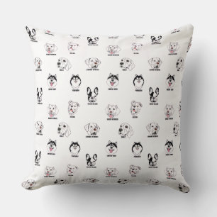 Almohada con patrón de caras de razas de perros li