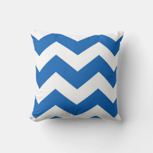 Almohada con Patrón de Chevron Azul y Blanco