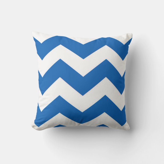 Almohada con Patrón de Chevron Azul y Blanco (Anverso)