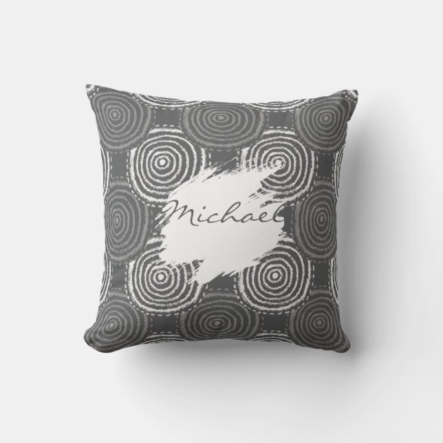 Almohada con patrón de círculo tribal (Anverso)