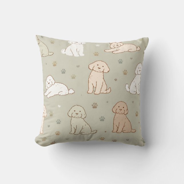 Almohada con patrón de Cockapoo adorable | Cojín p (Anverso)