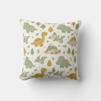 Almohada con patrón de dinosaurio boho lindo