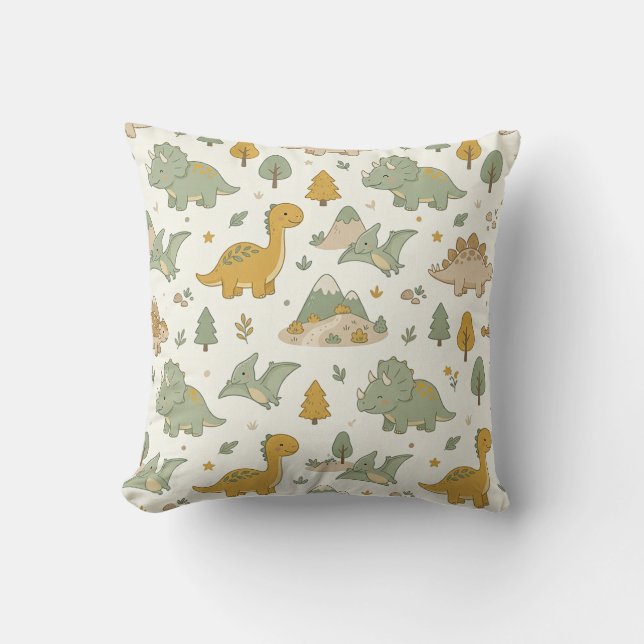 Almohada con patrón de dinosaurio boho lindo (Anverso)