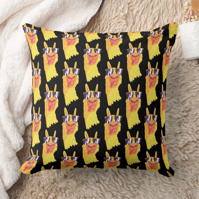 Almohada con patrón de divertida cara de llama con (Manta)