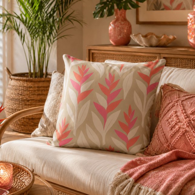 Almohada con patrón de flores de heliconia retro e (Subido por el creador)