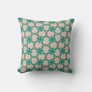 Almohada con patrón de flores verdes vintage