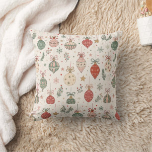 Almohada con patrón de garabato navideño retro lin
