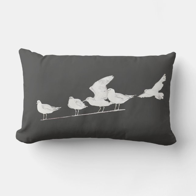 Almohada con patrón de gaviota esbozada (Anverso)