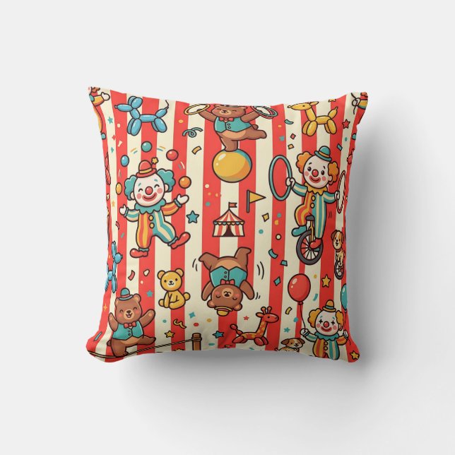 Almohada con patrón de globos de payaso de circo (Anverso)