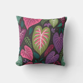 Almohada con patrón de hojas de Caladium tropical