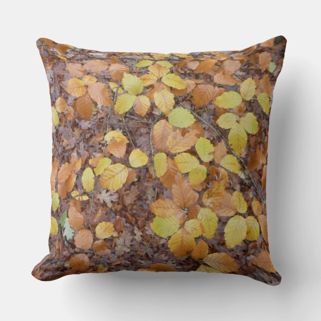 Almohada con patrón de hojas de otoño amarillas ma (Anverso)