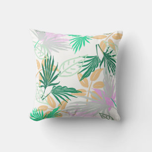 Almohada con patrón de hojas de palmera tópicas
