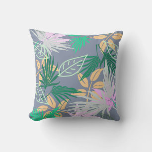 Almohada con patrón de hojas de palmera tópicas