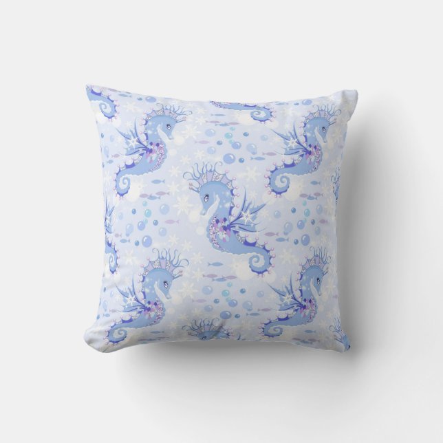 Almohada con patrón de lavanda de caballito de mar (Anverso)