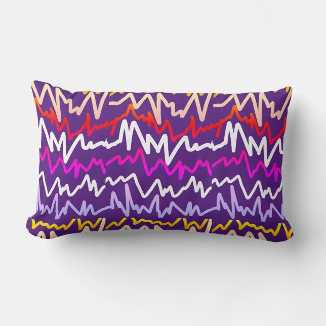Almohada con patrón de línea en zig zag divertido (Anverso)