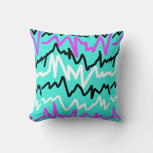 Almohada con patrón de línea en zig zag divertido (Anverso)