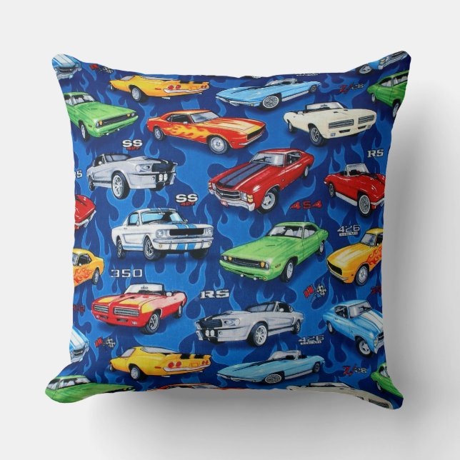 Almohada con patrón de Muscle Cars (Anverso)