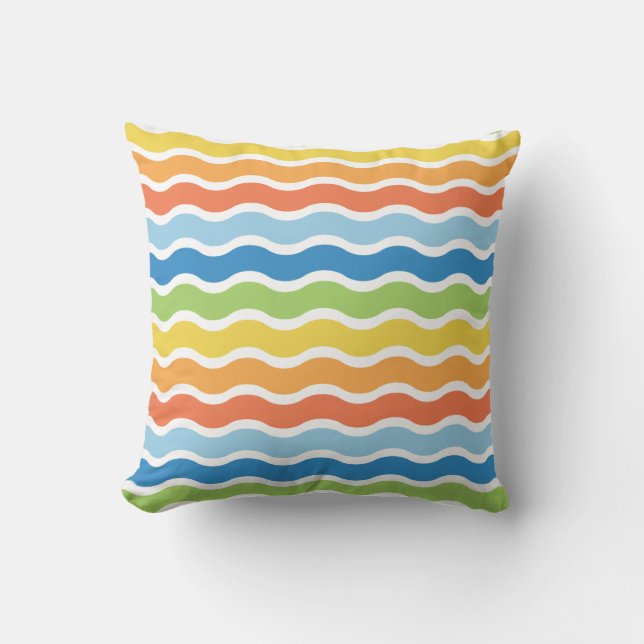 Almohada con patrón de ondas coloridas (Anverso)
