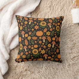 Almohada con patrón de otoño rústico dibujado a ma
