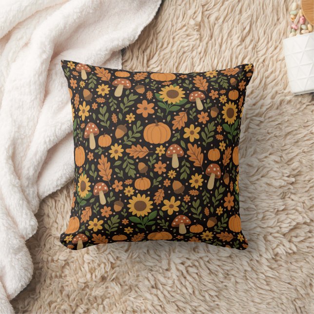 Almohada con patrón de otoño rústico dibujado a ma (Manta)