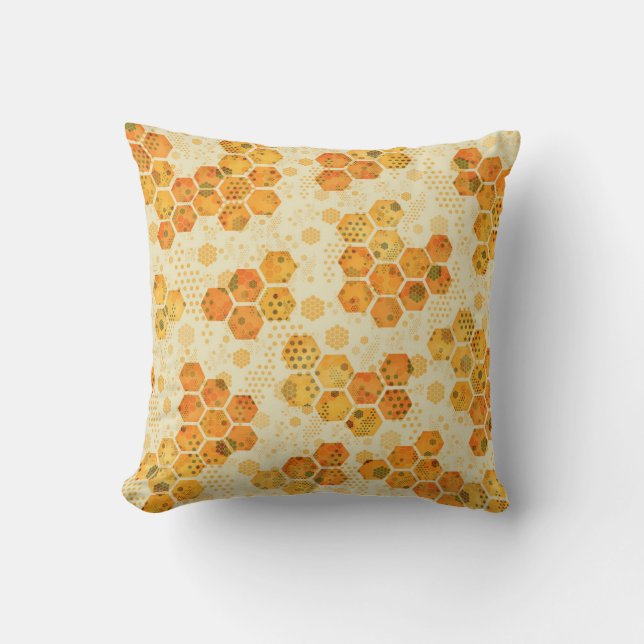 Almohada con patrón de panal de oro - Geométrico m (Anverso)