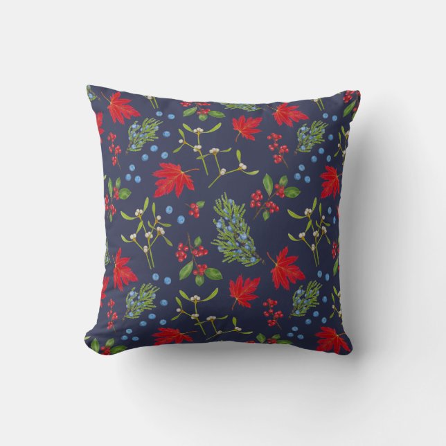 Almohada con patrón de plantas botánicas de otoño (Anverso)