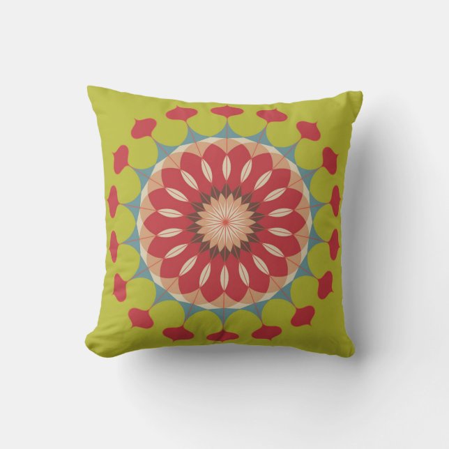 Almohada con patrón de roseta geométrica (Anverso)