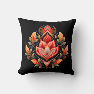 Almohada con patrón de tulipanes ardientes