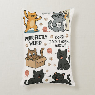 Almohada con patrón divertido de gato de dibujos a