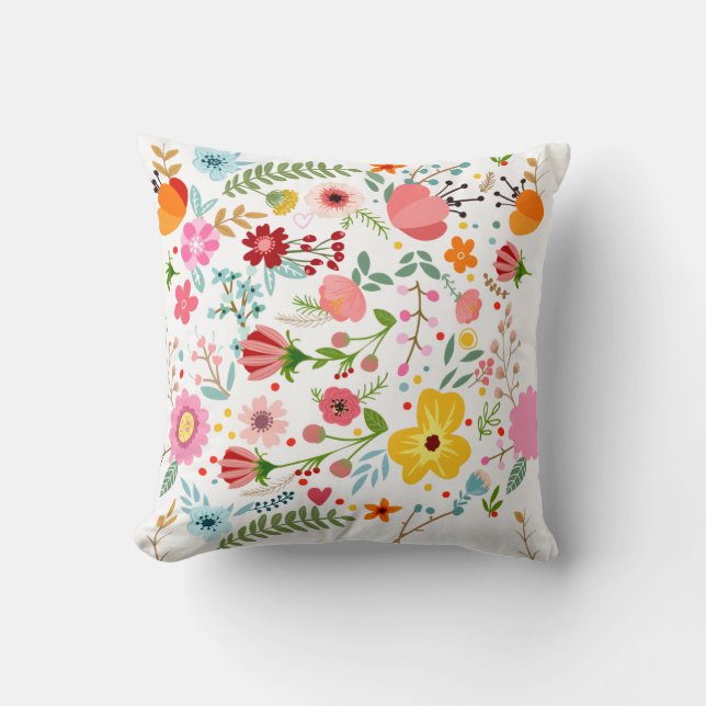 Almohada con patrón floral colorido (Anverso)