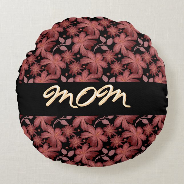 Almohada con patrón floral continuo de rust person (Anverso)