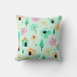 Almohada con patrón floral moderno fresco
