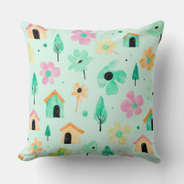 Almohada con patrón floral moderno fresco