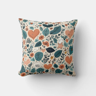 Almohada con patrón floral y geométrico pastel aco
