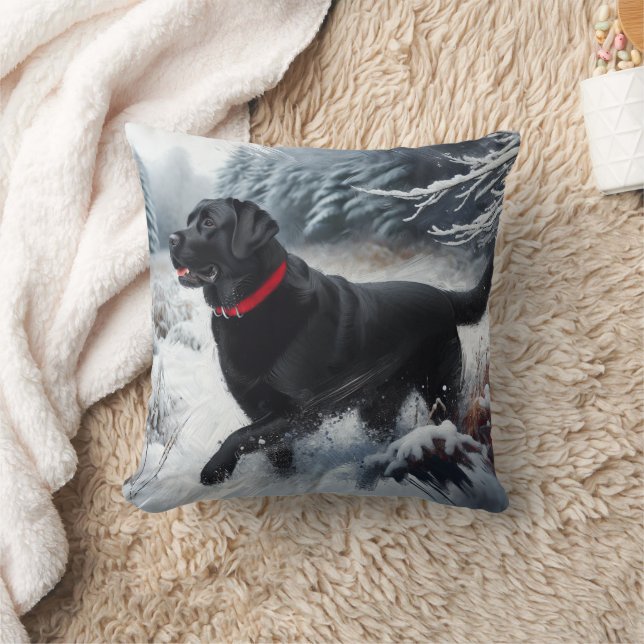 Almohada con perro Labrador Retriever negro en la  (Manta)