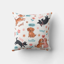 Almohada con Perros de Dibujos Animados Adorables