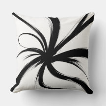 Almohada con ráfaga de pinceladas negras abstracta