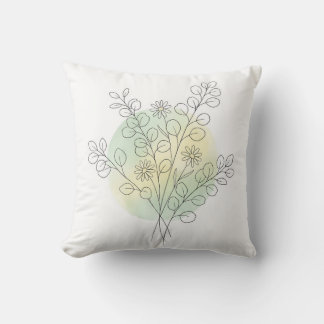 Almohada con ramo de eucalipto de arte de línea mi