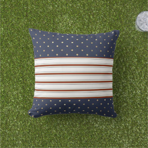 Almohada con rayas de bastón de caramelo y lunares